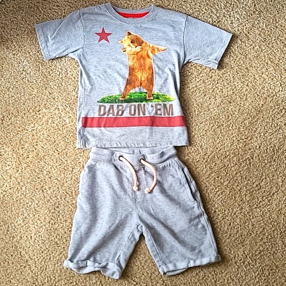 Set of shirt + shorts size 4, grey for kids - Picture 1 of 6
